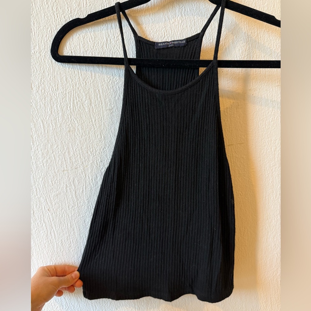 Brandy Melville Black Ribbed High Neck Camisole